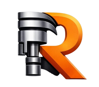 logotipo da empresa Hidráulica Ramali Letra R formado com a imagem de um pistão